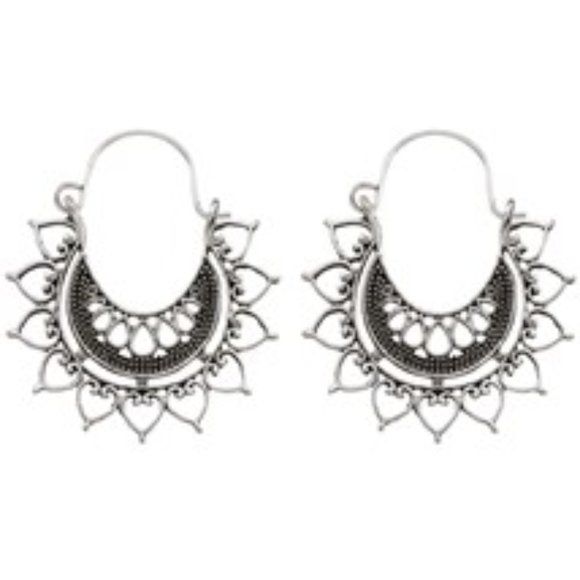 2/$10 Big Sexy Antique Silver Filigree Boho Dangle Drop gypsy Tribal Earring - Picture 2 of 6